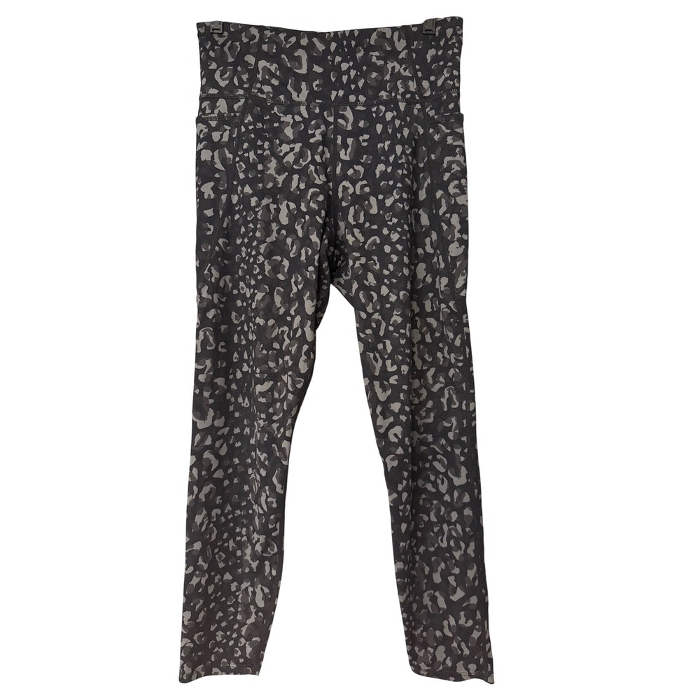 JoyLab Womens Medium Grey Black Leopard Print High Waisted Leggings with Pockets